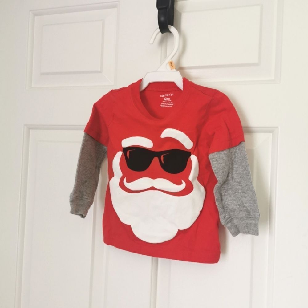 5/$10 Carter's long sleeve Christmas shirt size 12m